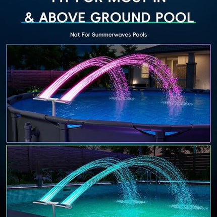 Vibrant Solar Pool Fountain with RGB LED Lights & Remote Control | Dual Arch Design for Stunning Nighttime Displays 4