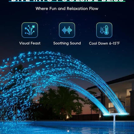 Vibrant Solar Pool Fountain with RGB LED Lights & Remote Control | Dual Arch Design for Stunning Nighttime Displays 5
