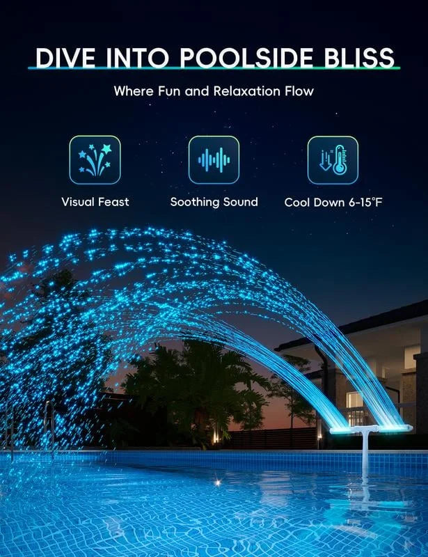 Vibrant Solar Pool Fountain with RGB LED Lights & Remote Control | Dual Arch Design for Stunning Nighttime Displays 5