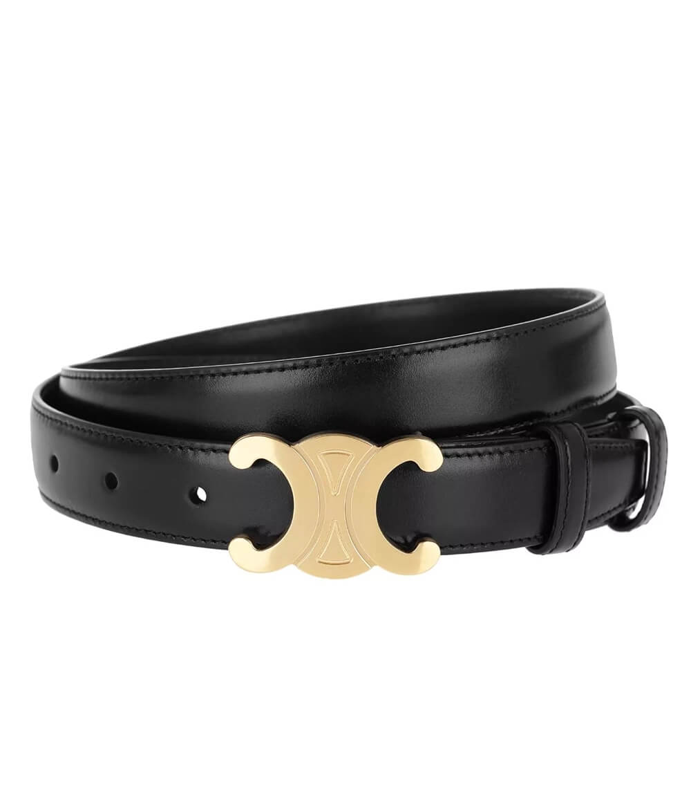 Vintage-Inspired Vegan Leather Belt with Gold CC Logo for Ethical Style 1