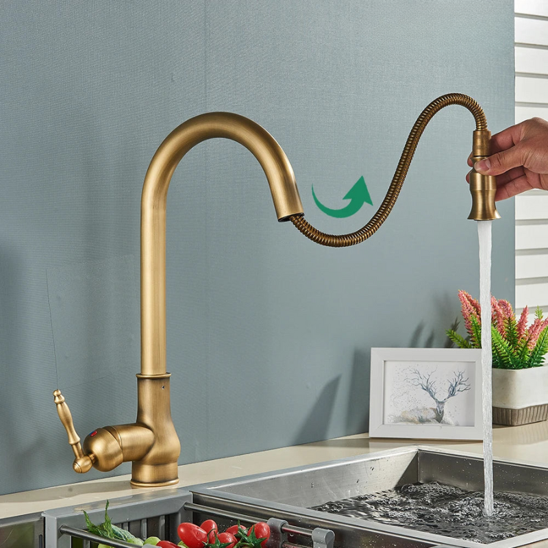 VintageTap | Kitchen Sink Faucet with Swivel Spout & Antique Brass Finish | Elegant Design for Timeless Kitchens 1