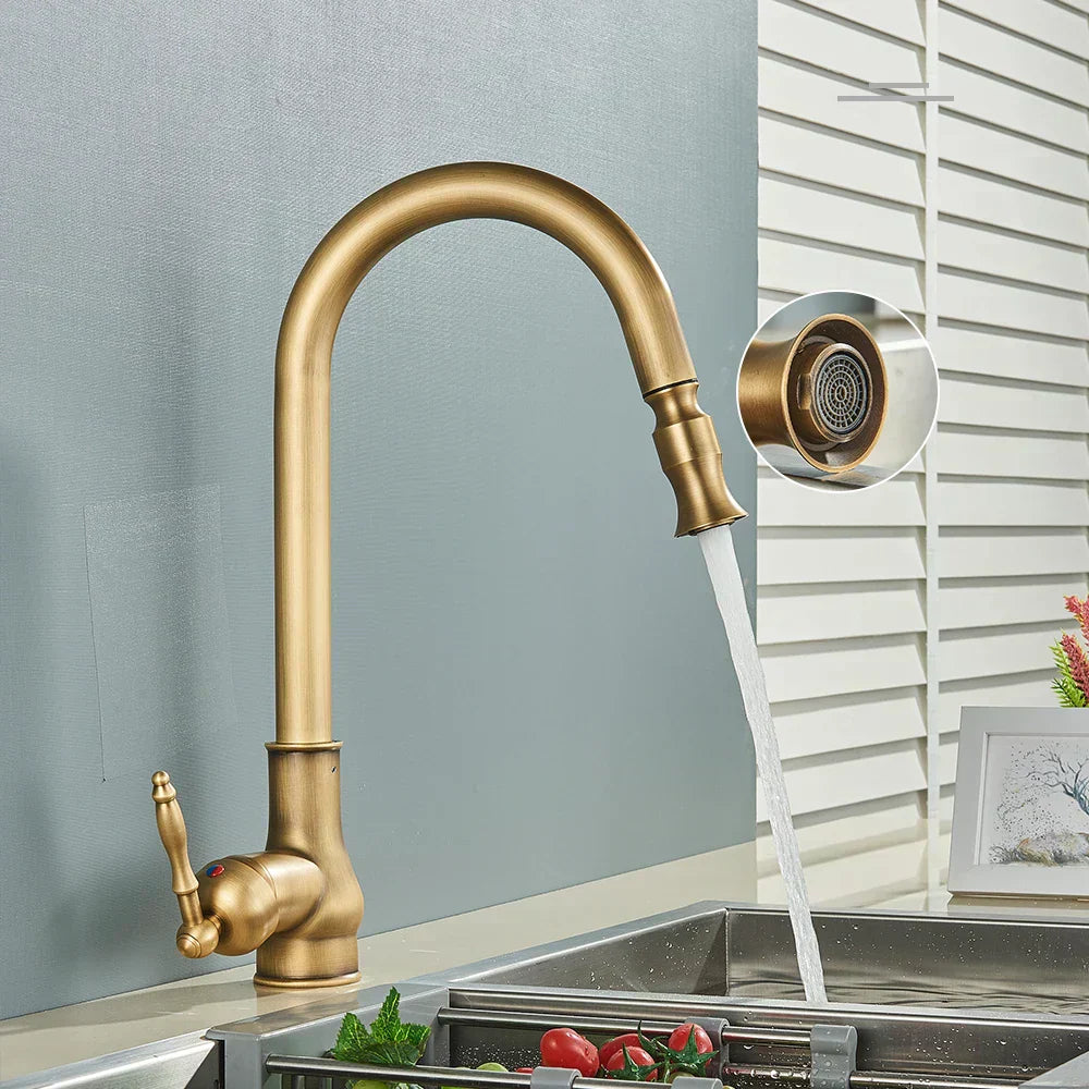 VintageTap | Kitchen Sink Faucet with Swivel Spout & Antique Brass Finish | Elegant Design for Timeless Kitchens 2