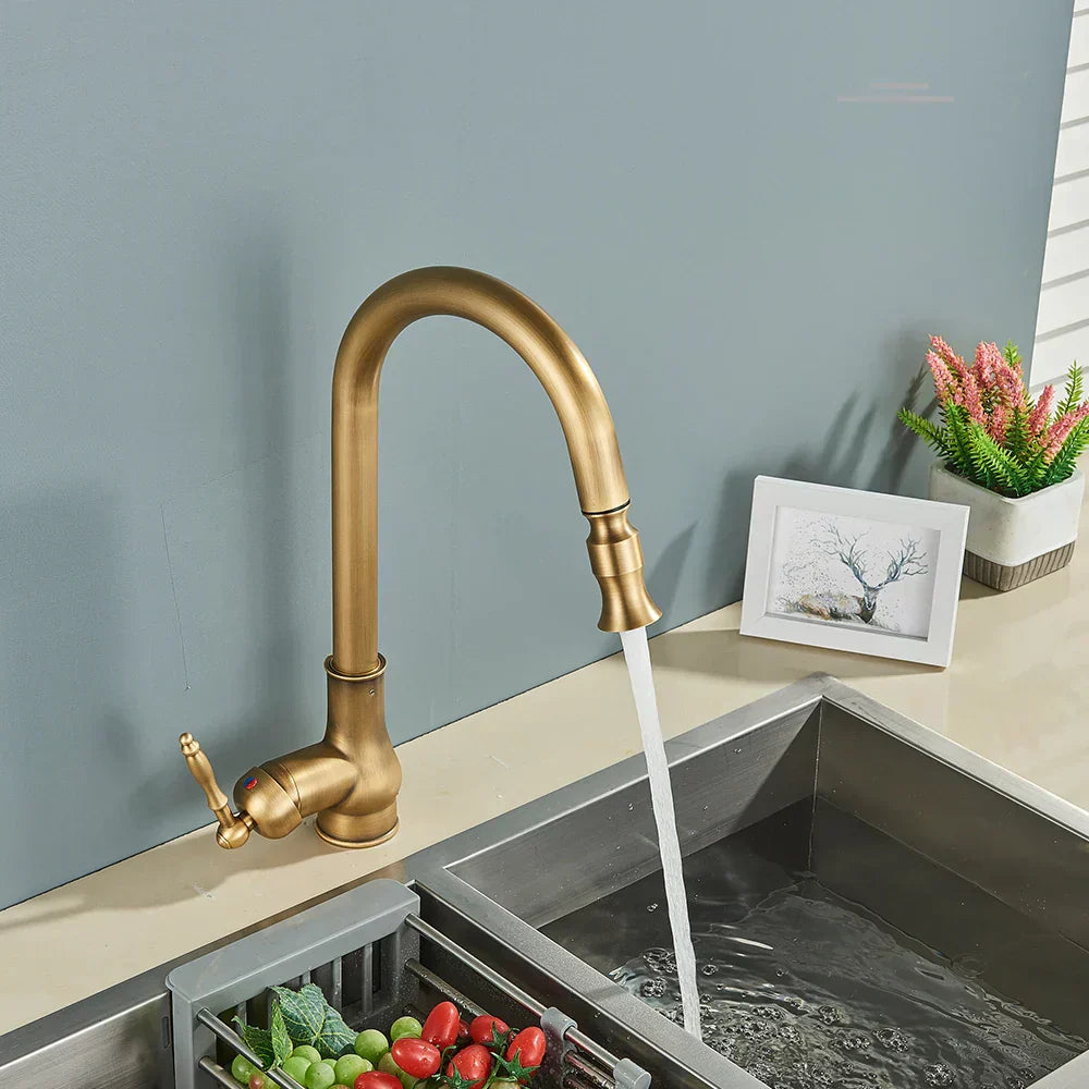 VintageTap | Kitchen Sink Faucet with Swivel Spout & Antique Brass Finish | Elegant Design for Timeless Kitchens 3
