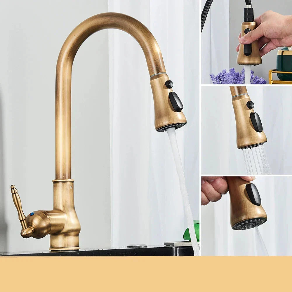 VintageTap | Kitchen Sink Faucet with Swivel Spout & Antique Brass Finish | Elegant Design for Timeless Kitchens 7