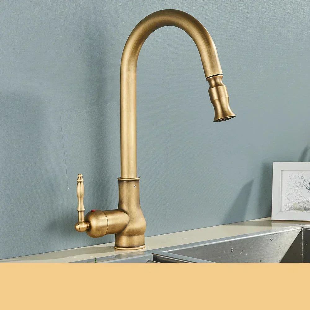 VintageTap | Kitchen Sink Faucet with Swivel Spout & Antique Brass Finish | Elegant Design for Timeless Kitchens 8