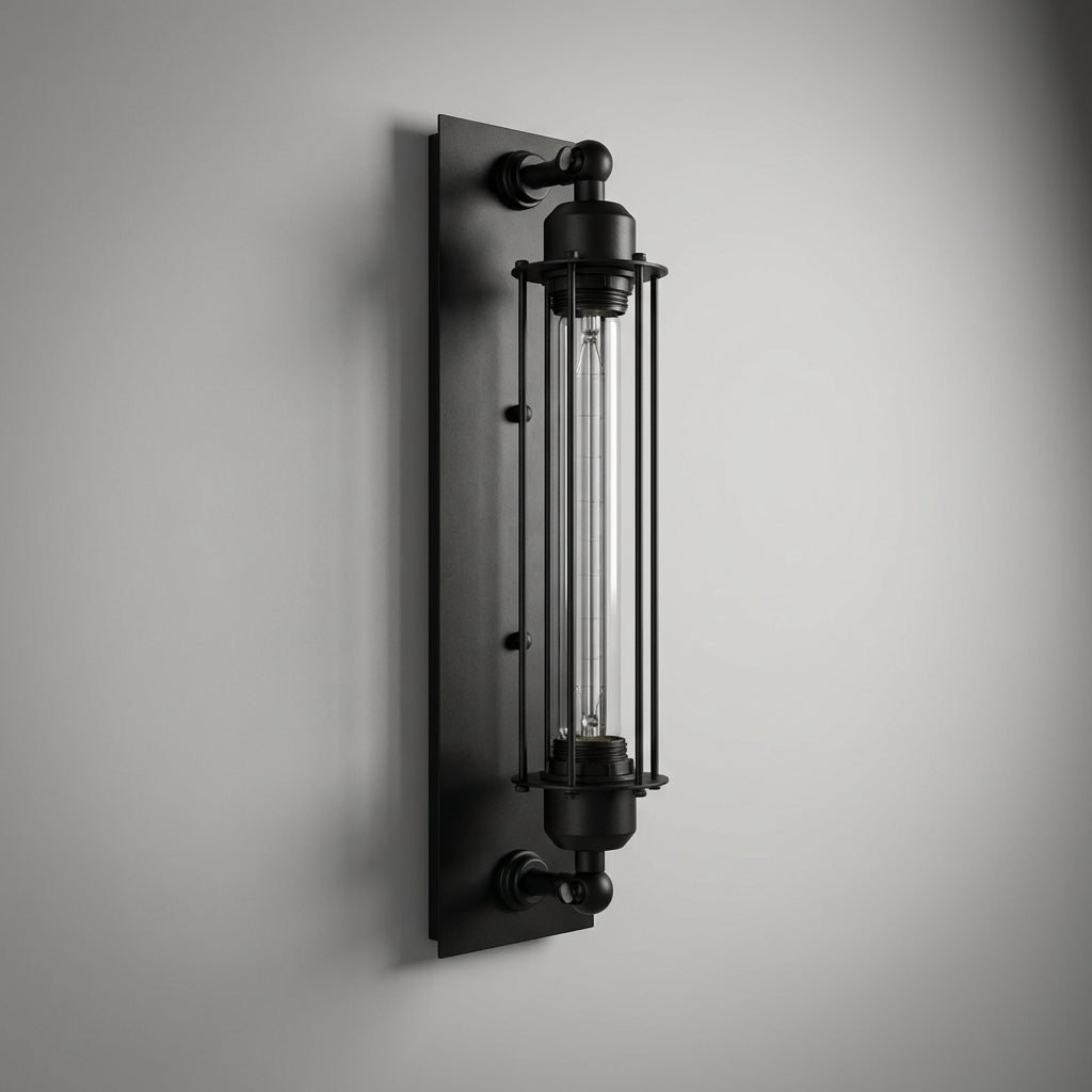 Vintage Industrial Wall Sconce with Protective Metal Cage | Stylish Lighting for Cozy Ambiance 0