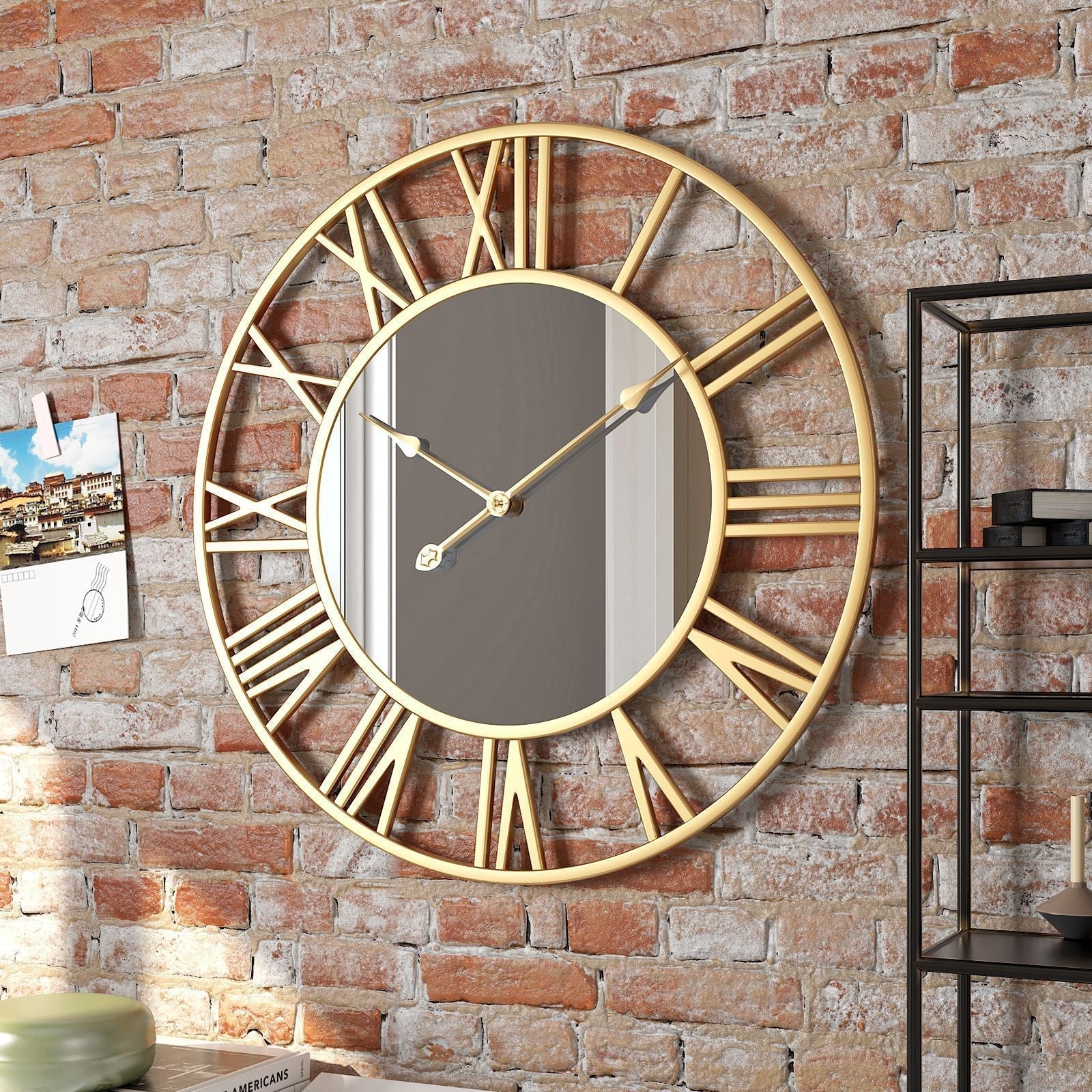 Vintage Metal Wall Clock | Large 39cm Decorative Clock with Mirror Finish | Timeless Wall Clock Decor for Home Elegance 0