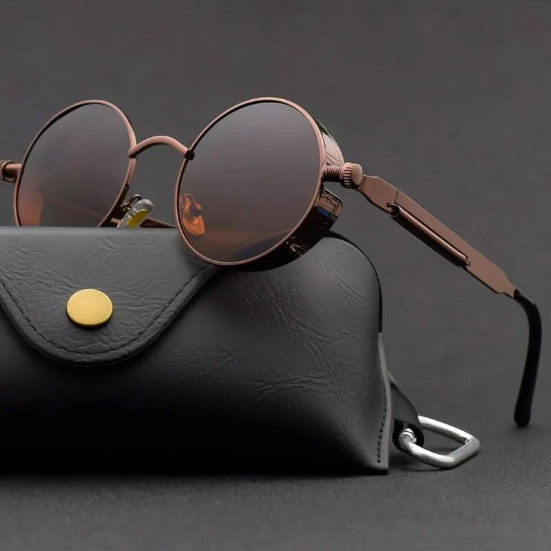 Vintage Round Steampunk Sunglasses with Polarized Lenses | UV400 Protection for Stylish Eye Care 0