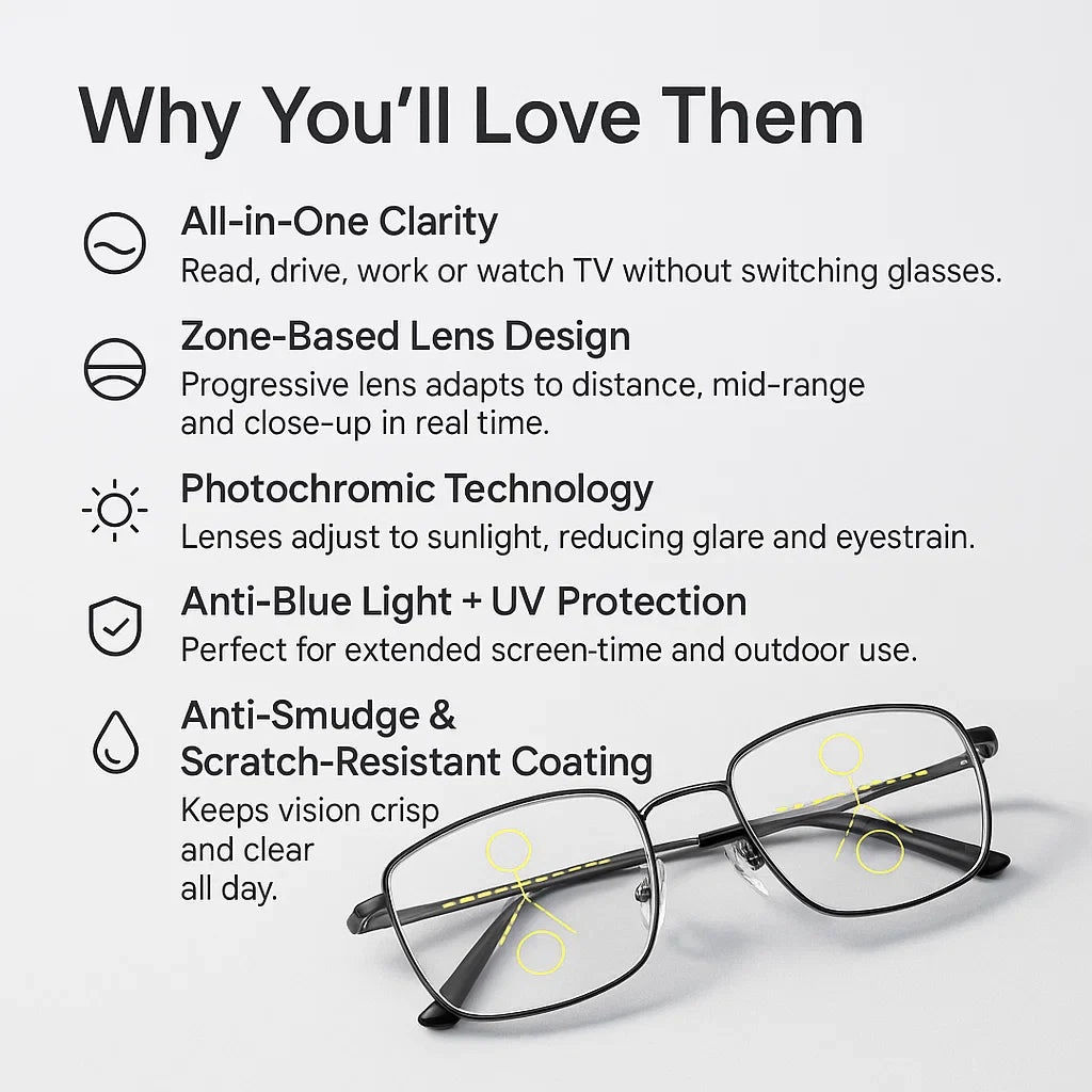 VisionEase | Progressive Multifocal Glasses with Anti-Glare & Blue Light Filter | Comfortable All-Day Wear for Clear Vision 7