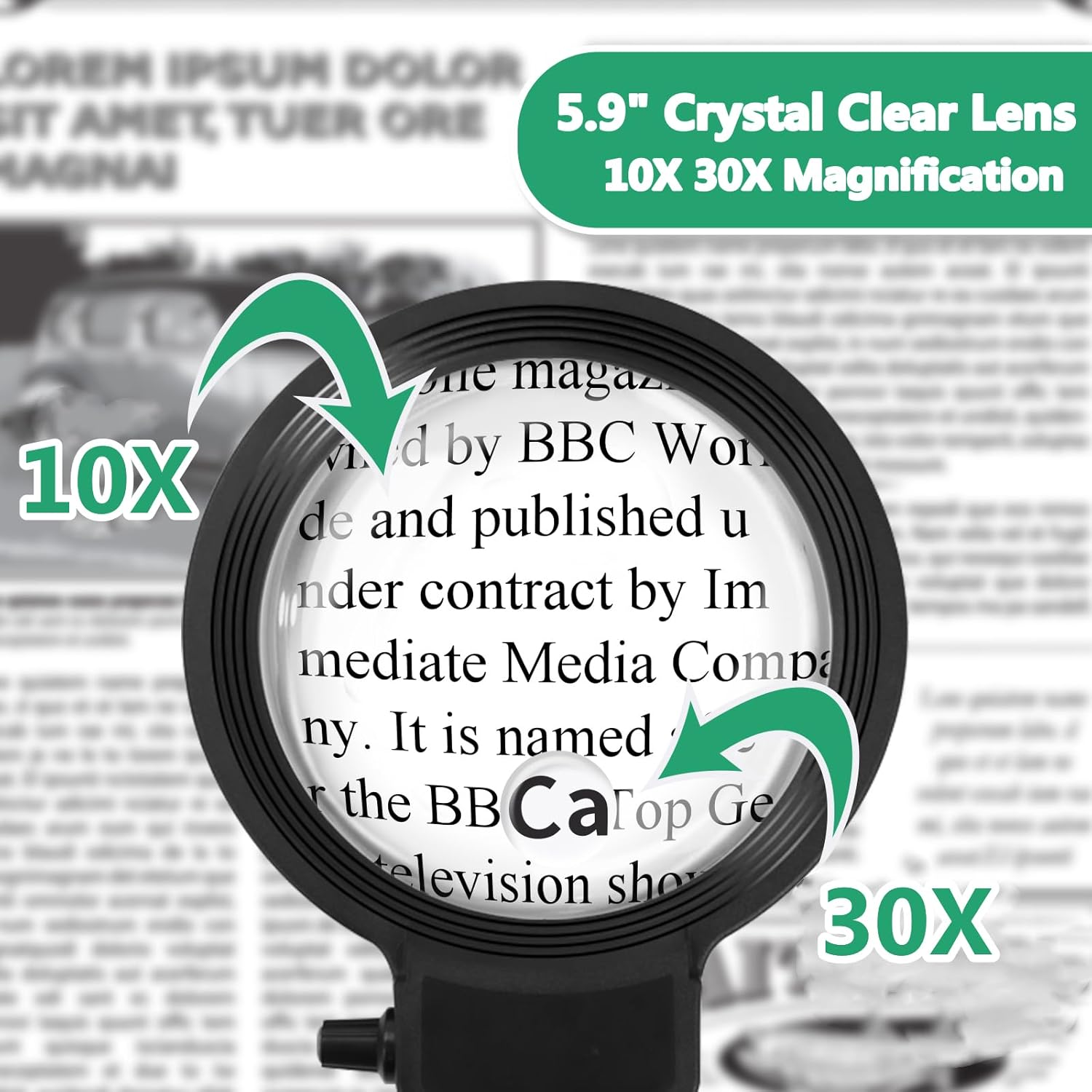 VisionPro | LED Magnifying Glass with Adjustable Gooseneck & 10X/30X Zoom | Hands-Free Aid for Reading and Crafts 4