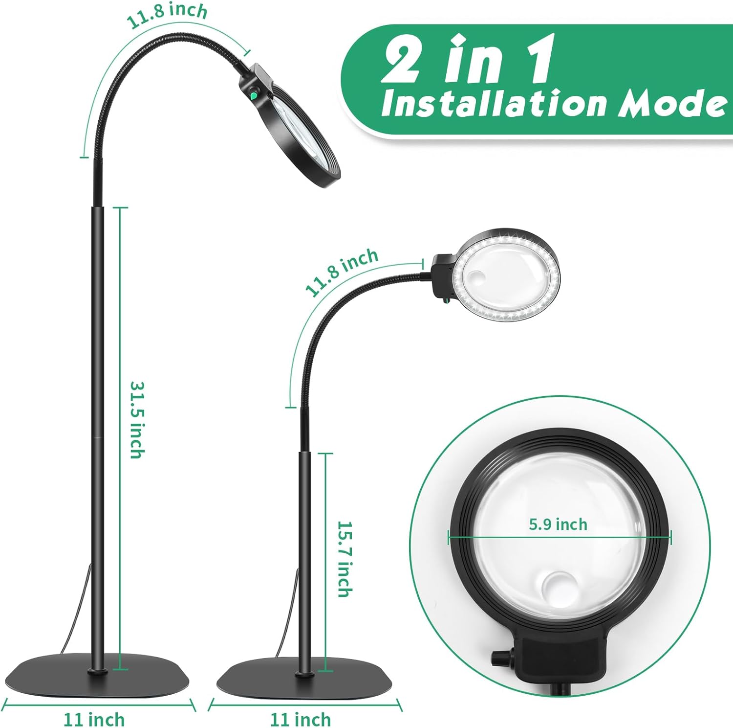 VisionPro | LED Magnifying Glass with Adjustable Gooseneck & 10X/30X Zoom | Hands-Free Aid for Reading and Crafts 5