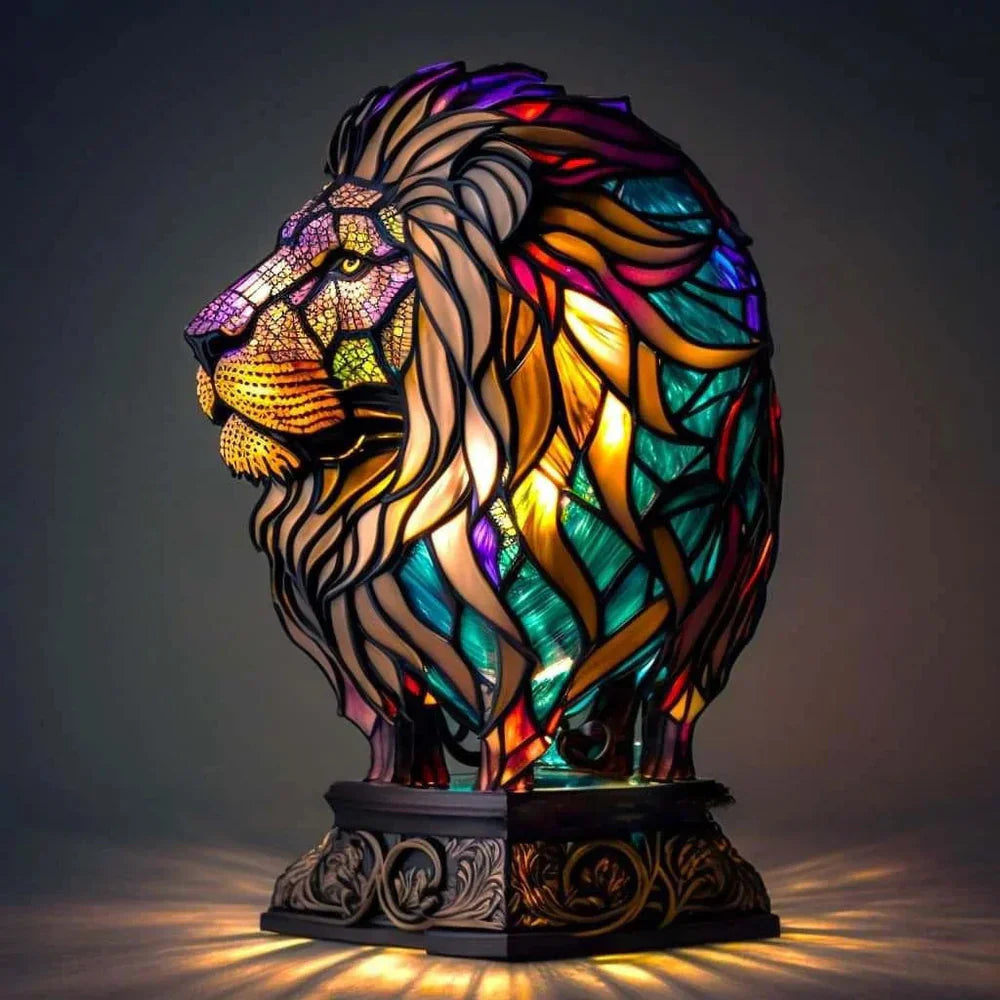 VitraFauna | Artistic Stained Glass Lamp with Unique Animal Prints | Stylish Lighting for Cozy Ambiance 11
