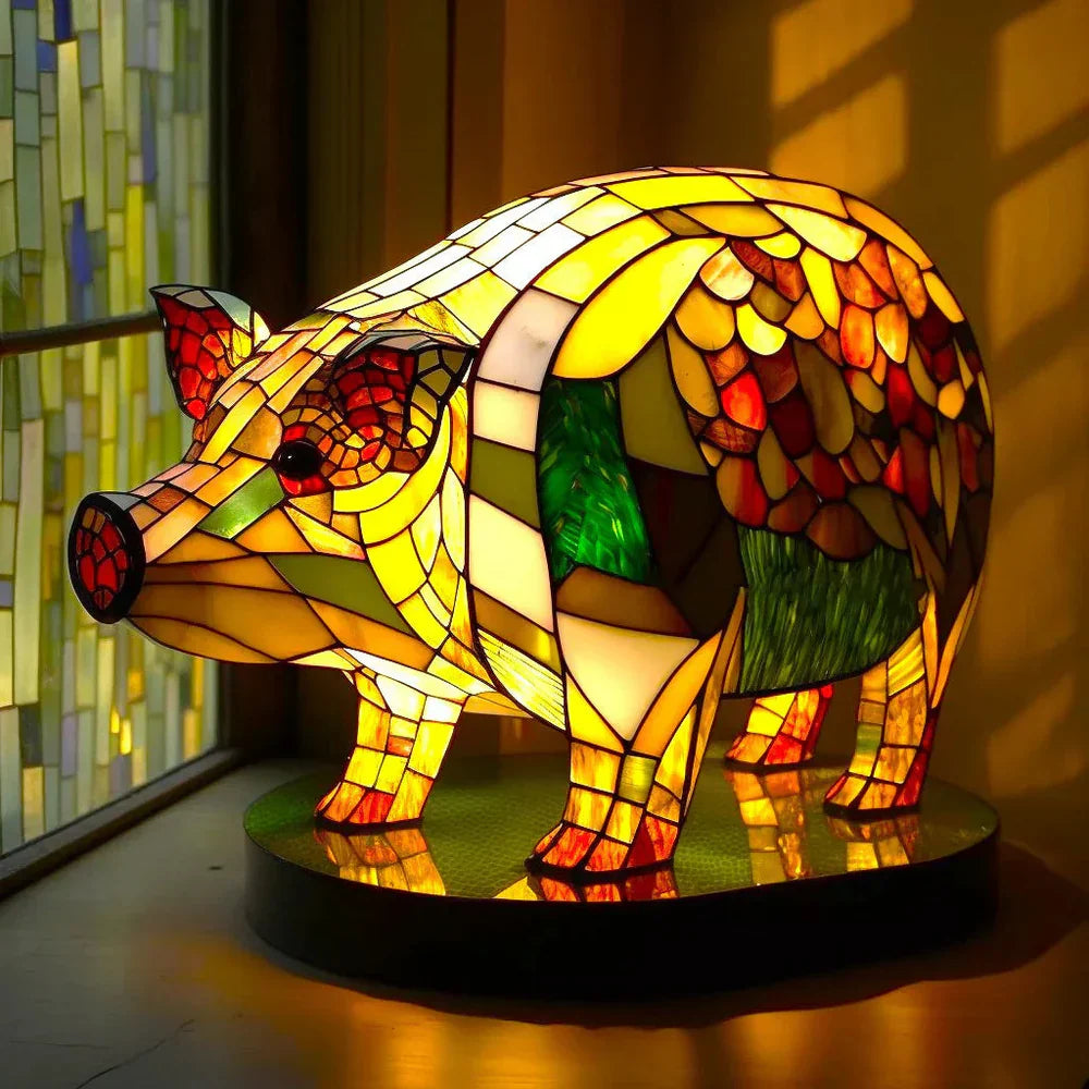 VitraFauna | Artistic Stained Glass Lamp with Unique Animal Prints | Stylish Lighting for Cozy Ambiance 2