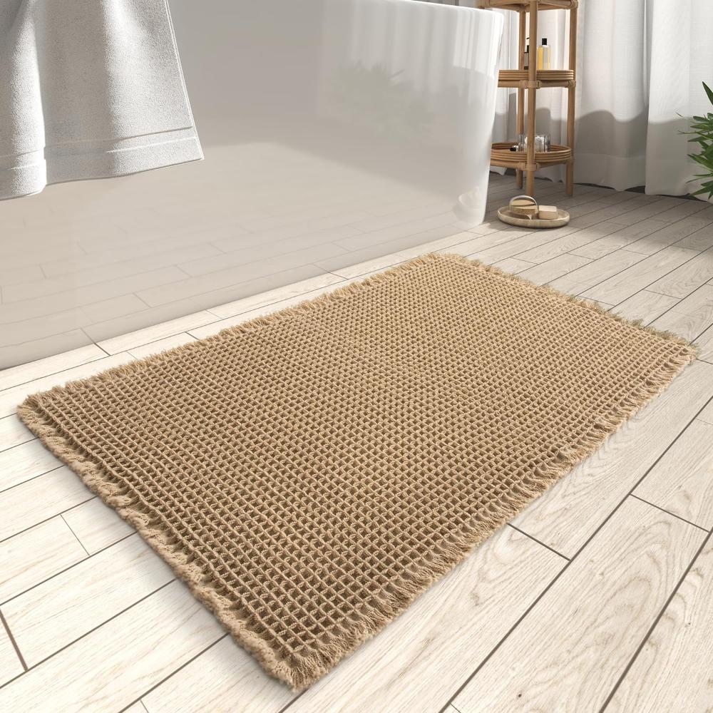 Waffle Bath Mat | Ultra-Absorbent Soft Mat with Durable Design | Cozy Bathroom Essential 1