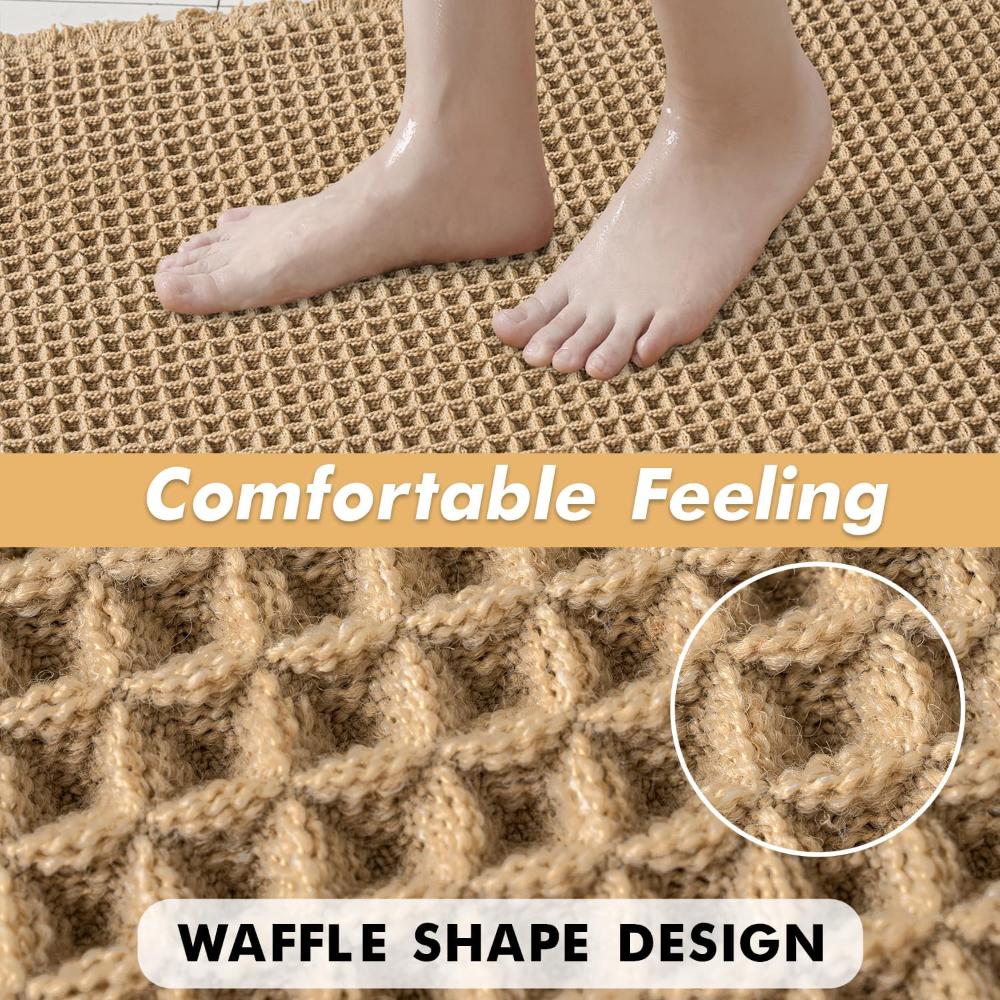 Waffle Bath Mat | Ultra-Absorbent Soft Mat with Durable Design | Cozy Bathroom Essential 5