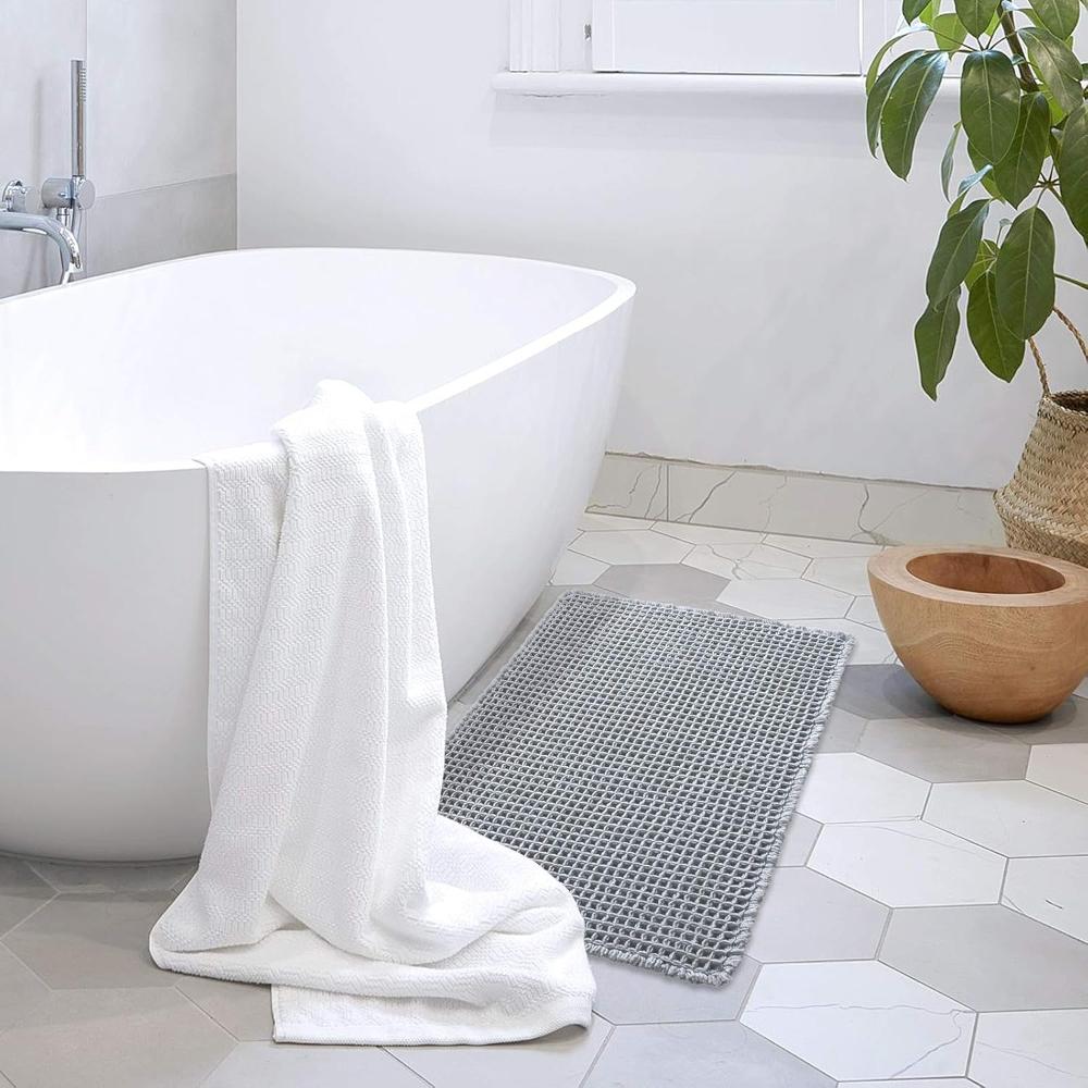 Waffle Bath Mat | Ultra-Absorbent Soft Mat with Durable Design | Cozy Bathroom Essential 8