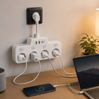 Power Strips with Individual Switches, Wall Mounted Power Strip with USB C, USB Charging Station with USB A Ports