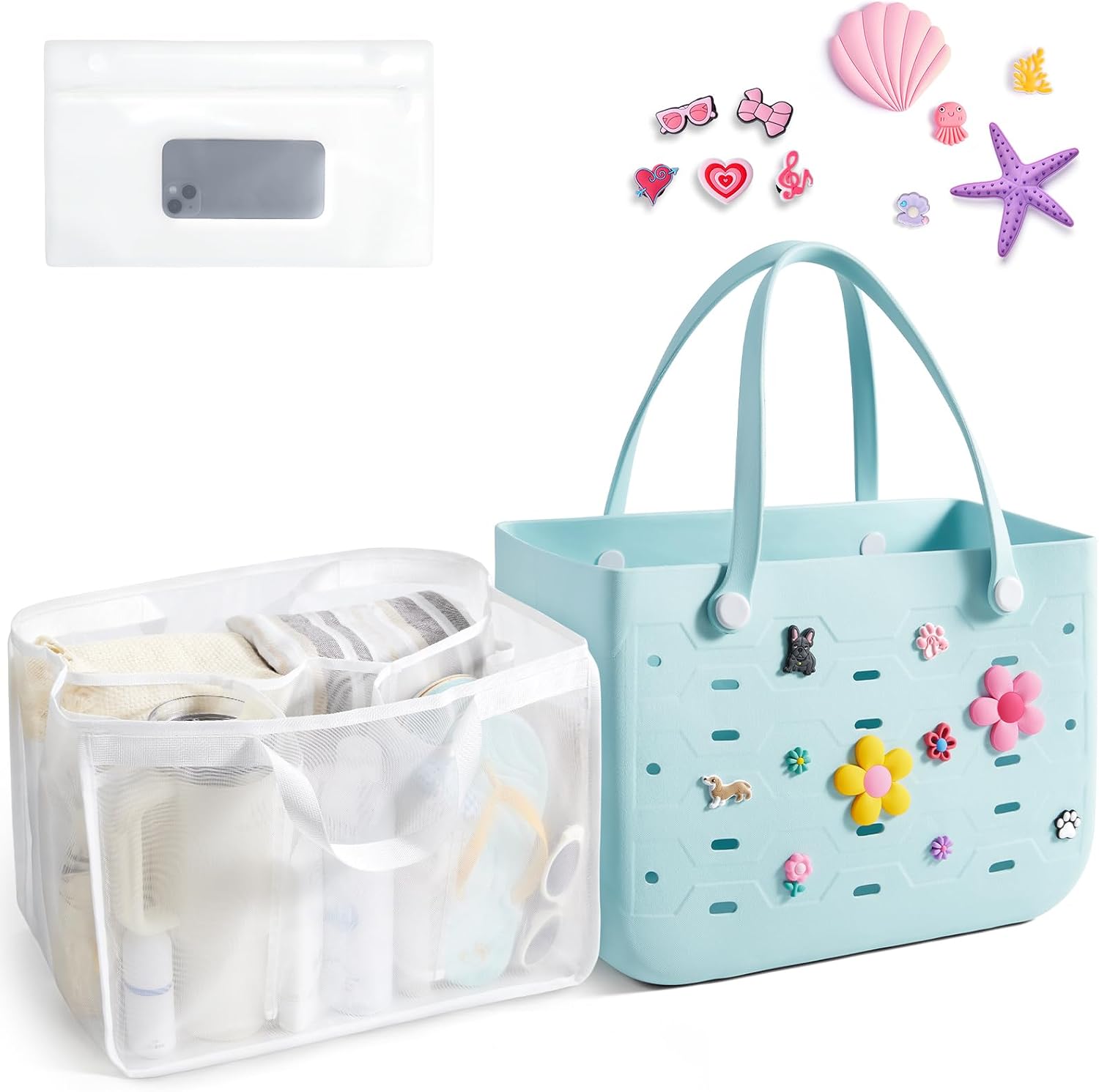 Water-Resistant Tote Bag with Detachable Wet Pocket | Chic Beach Bag for Outdoor Adventures 1