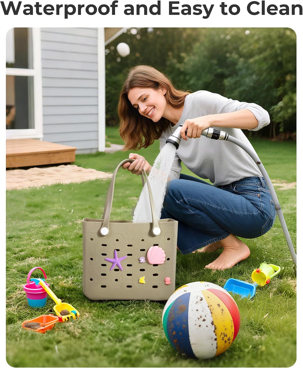 Water-Resistant Tote Bag with Detachable Wet Pocket | Chic Beach Bag for Outdoor Adventures 3