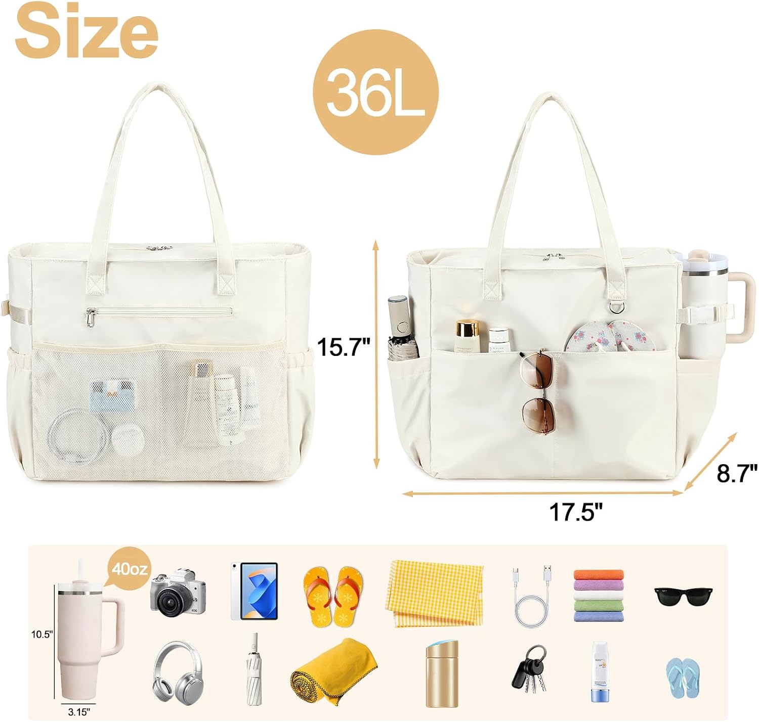 Waterproof Beach Bag with Wet Compartment | Spacious Tote for Outdoor Fun 5