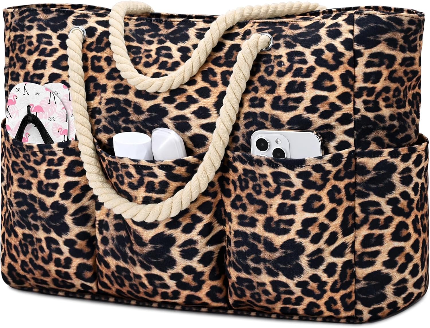 Waterproof Beach Tote Bag | Extra Large Canvas with 7 Pockets for Sand-Free Fun 10