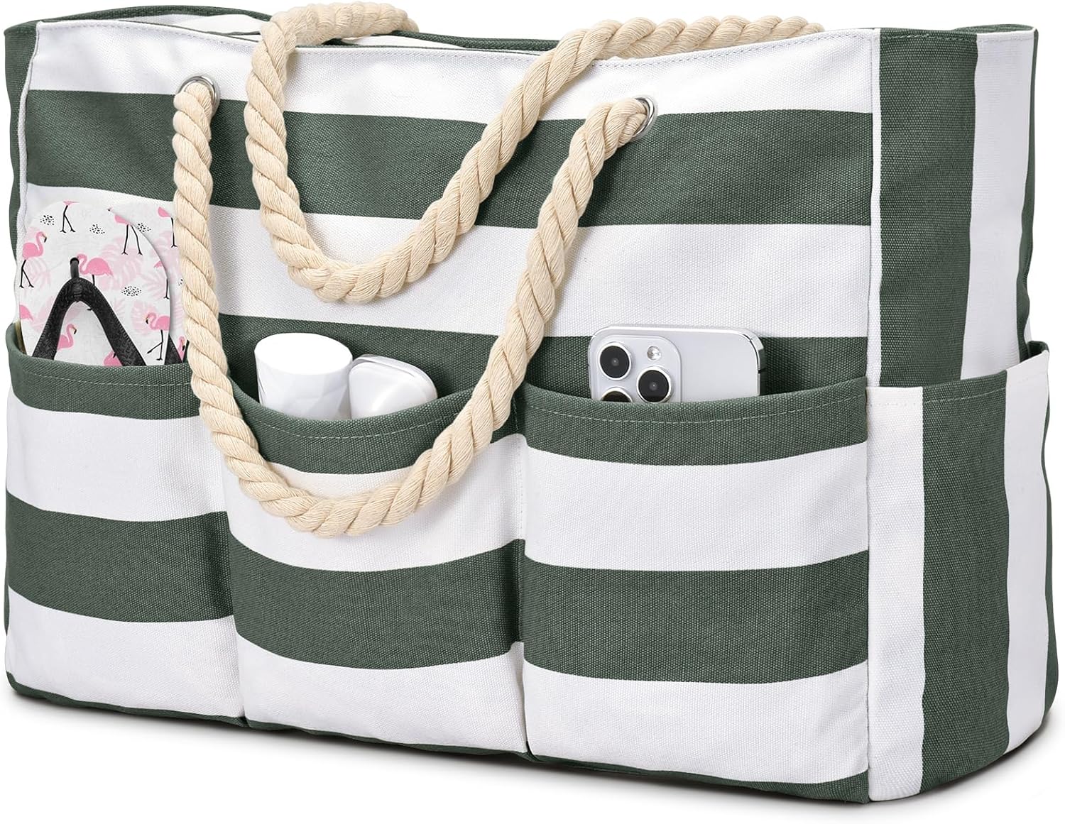 Waterproof Beach Tote Bag | Extra Large Canvas with 7 Pockets for Sand-Free Fun 12