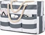 Waterproof Beach Tote Bag | Extra Large Canvas with 7 Pockets for Sand-Free Fun 15