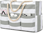 Waterproof Beach Tote Bag | Extra Large Canvas with 7 Pockets for Sand-Free Fun 16
