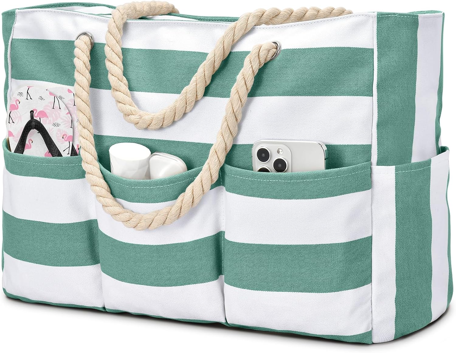 Waterproof Beach Tote Bag | Extra Large Canvas with 7 Pockets for Sand-Free Fun 9