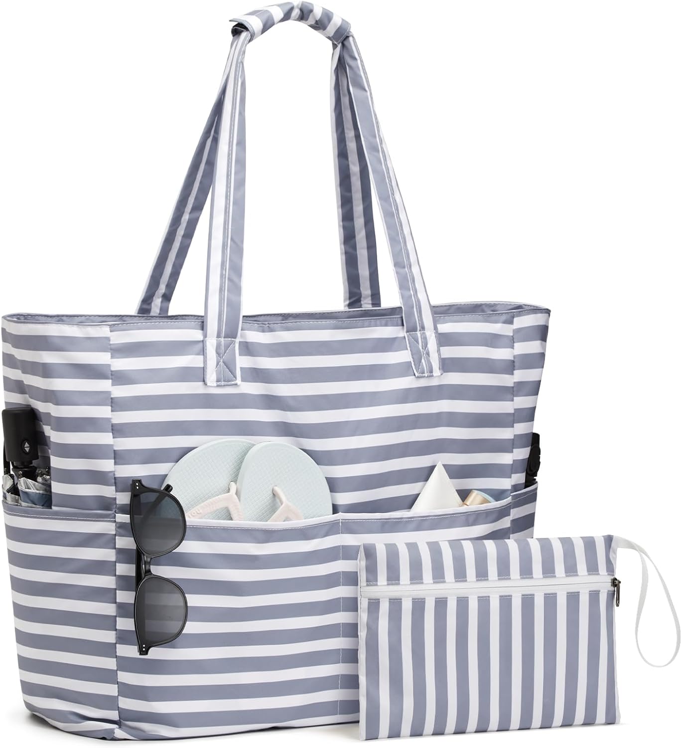 Waterproof Beach Tote Bag with Large Capacity & Wet Compartment | Stylish Beach Bag for Women 0