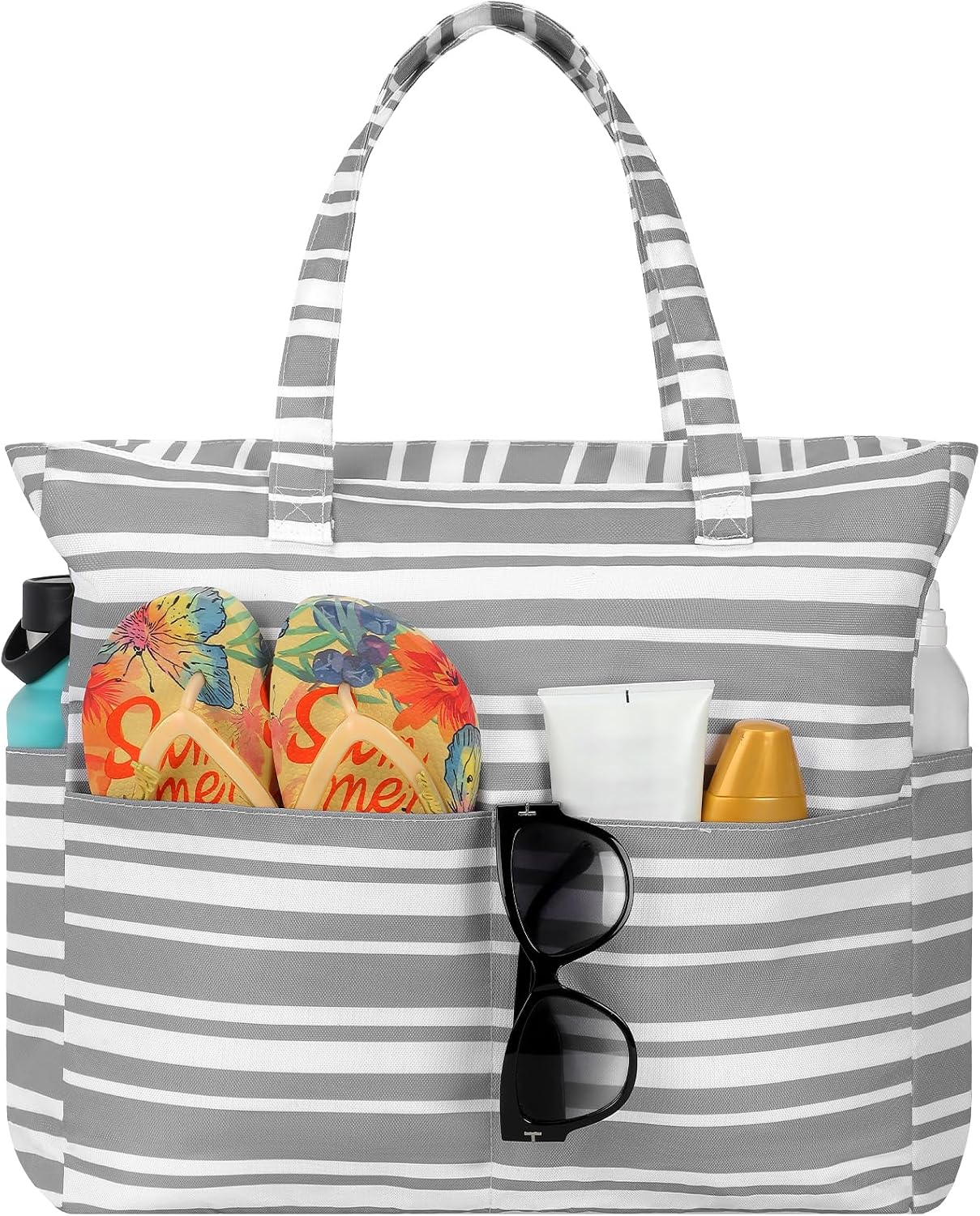 Waterproof Beach Tote Bag with Large Capacity & Zipper | Versatile Beach Bag for Travel and Gym 15