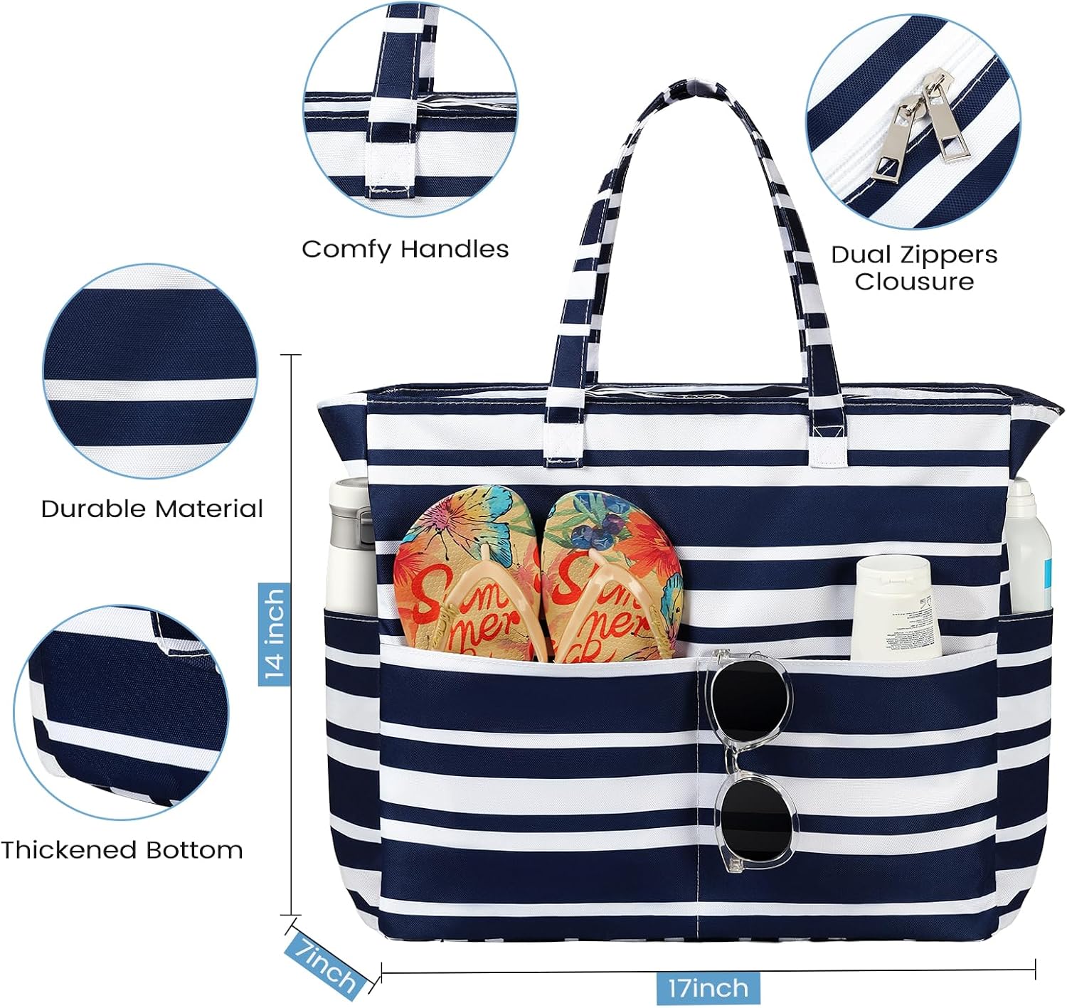 Waterproof Beach Tote Bag with Large Capacity & Zipper | Versatile Beach Bag for Travel and Gym 2