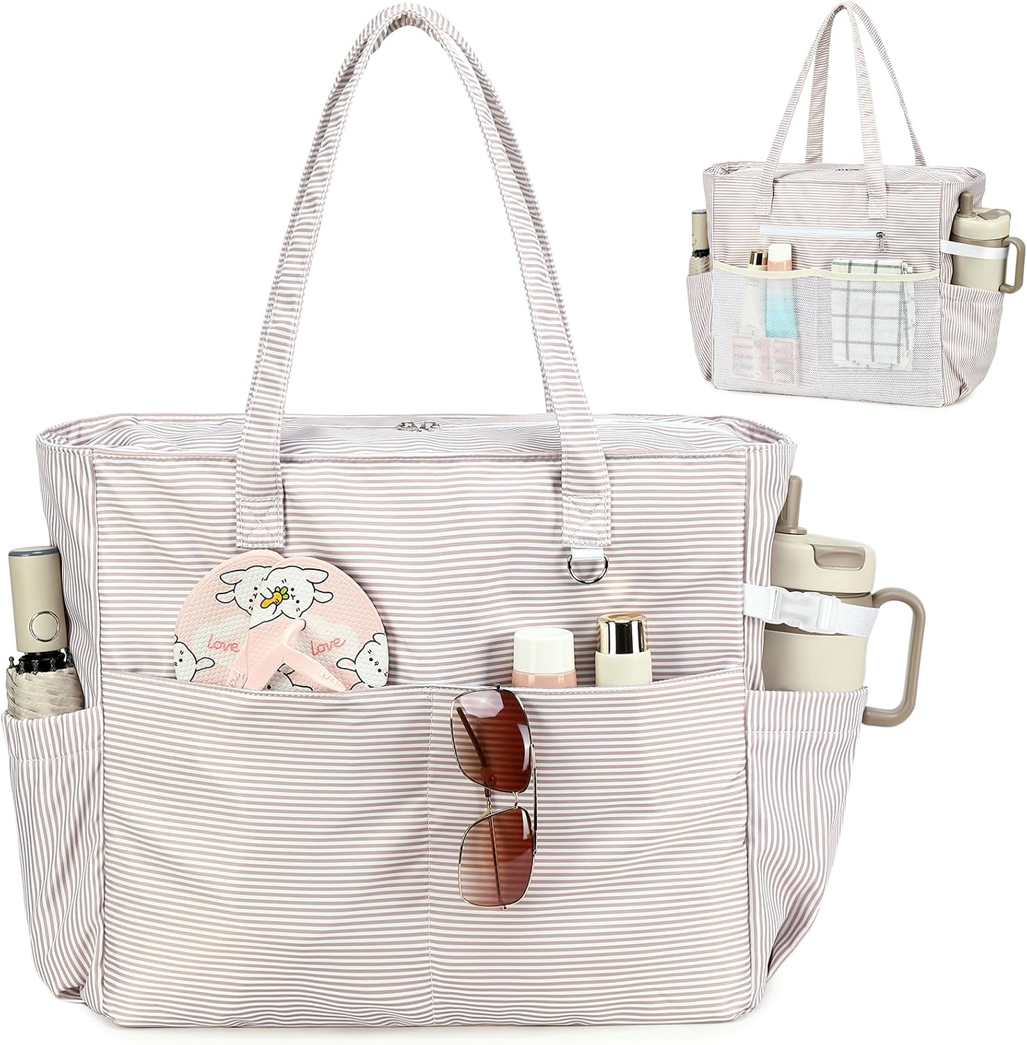 Waterproof Beach Tote Bag with Wet Compartment | Extra Large Beach Bag for Women 48