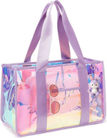 Waterproof Beach Tote Bag with Zipper | Stylish Iridescent Design for Summer Essentials 0