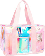 Waterproof Beach Tote Bag with Zipper | Stylish Iridescent Design for Summer Essentials 10