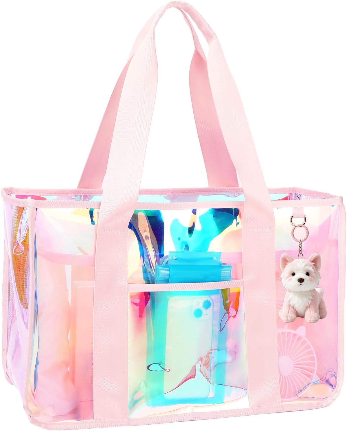 Waterproof Beach Tote Bag with Zipper | Stylish Iridescent Design for Summer Essentials 10