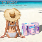 Waterproof Beach Tote Bag with Zipper | Stylish Iridescent Design for Summer Essentials 4
