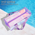 Waterproof Beach Tote Bag with Zipper | Stylish Iridescent Design for Summer Essentials 6