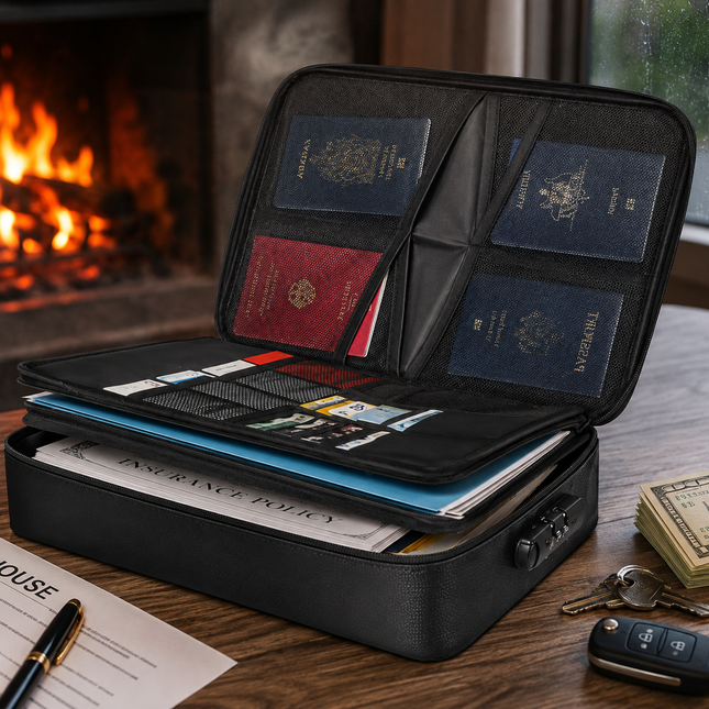 Fireproof Document Bags with Lock, Waterproof Fireproof Bag for Cash and Passports, Fireproof Money Bag and Pouch