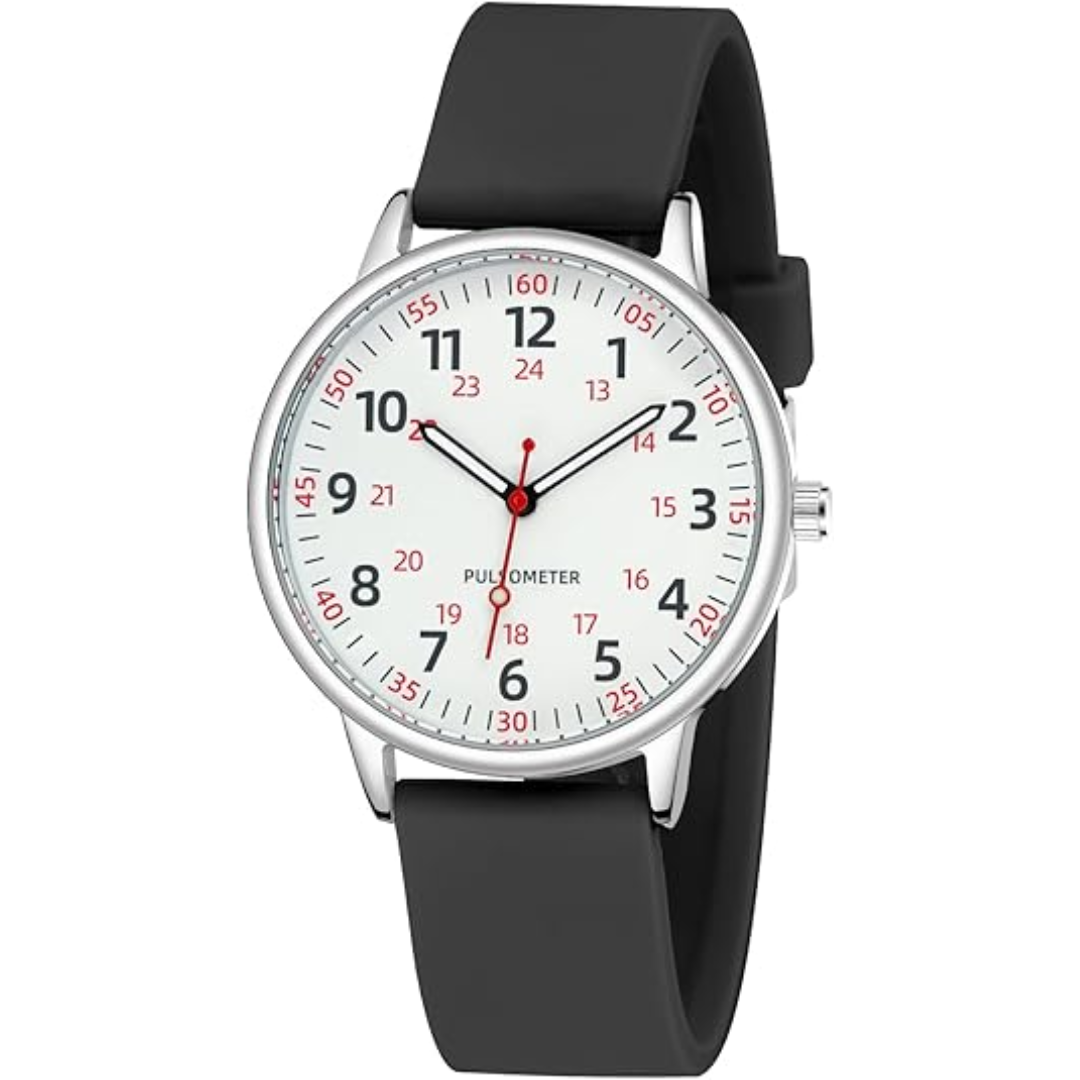 Waterproof Nurse Watch with Clear Second Hand | Comfortable Silicone Band for Accurate Time Tracking 0