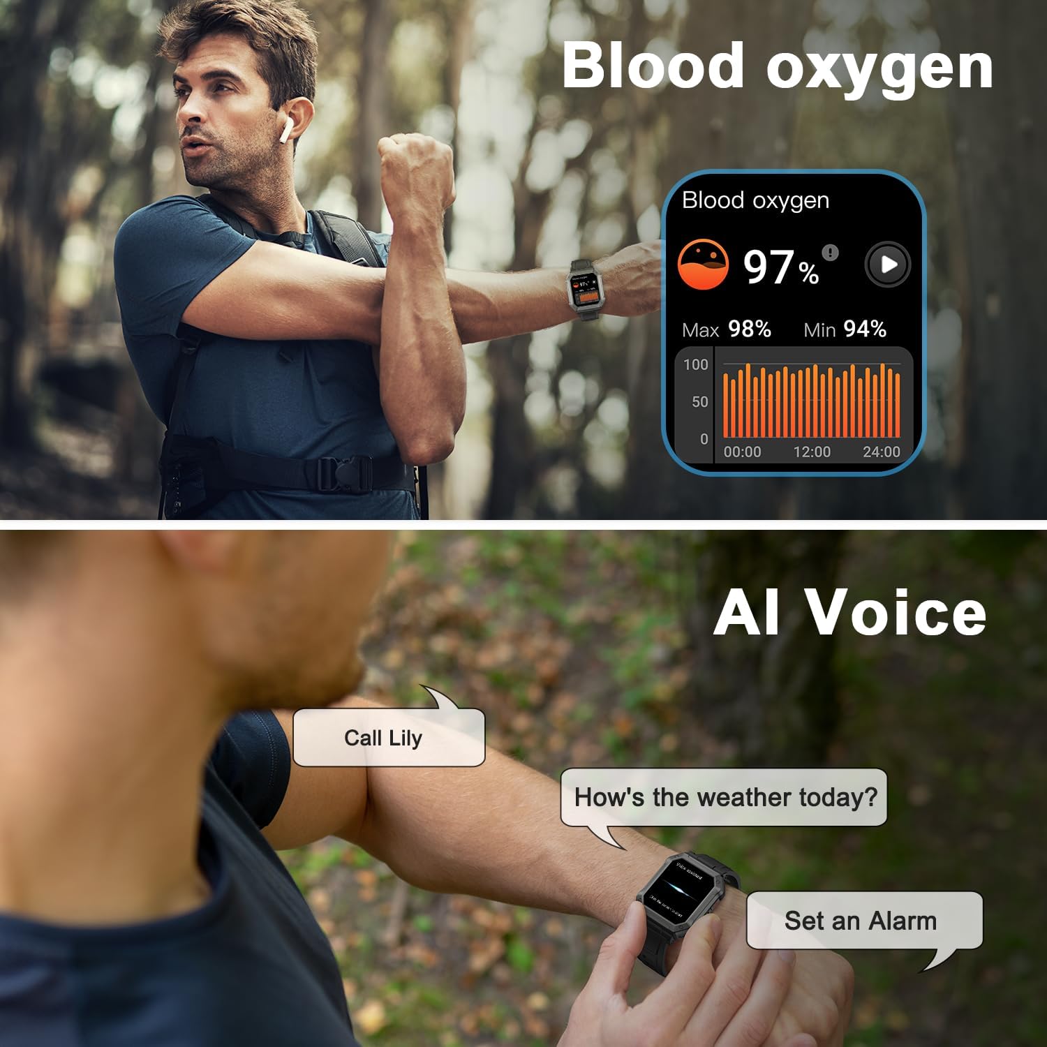 Wayne | Military Smartwatch for Men with Fitness Tracker & Waterproof Design | All-Terrain Health Monitor for Active Lifestyles 3