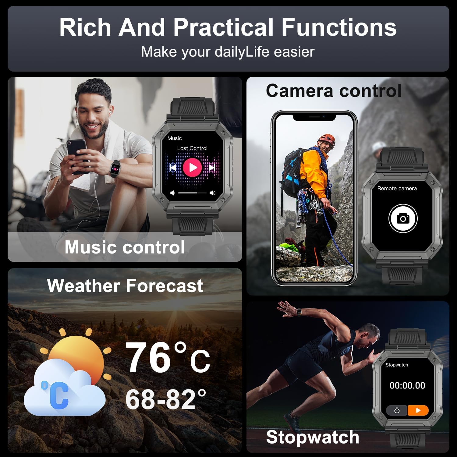 Wayne | Military Smartwatch for Men with Fitness Tracker & Waterproof Design | All-Terrain Health Monitor for Active Lifestyles 5