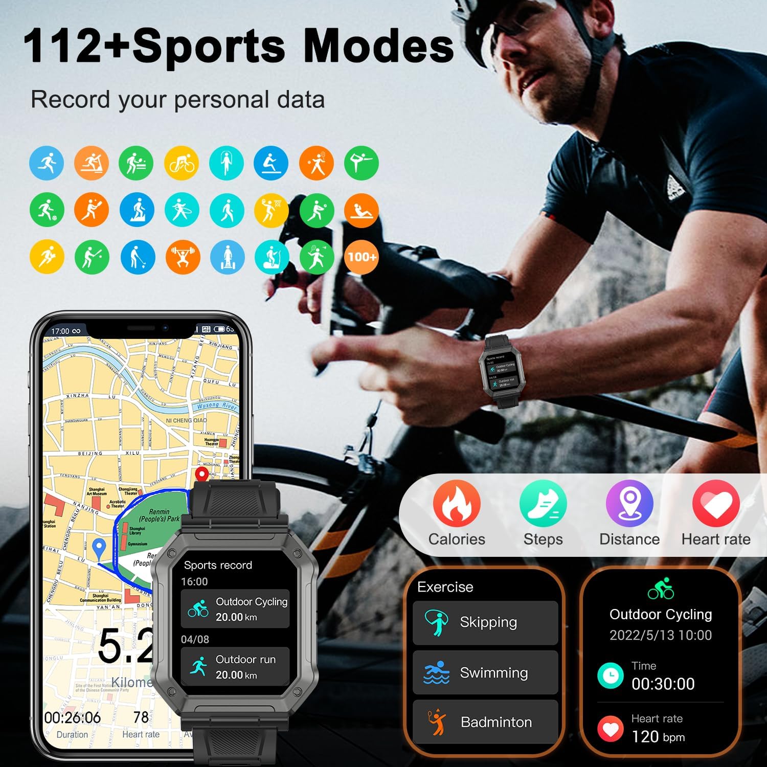 Wayne | Military Smartwatch for Men with Fitness Tracker & Waterproof Design | All-Terrain Health Monitor for Active Lifestyles 6