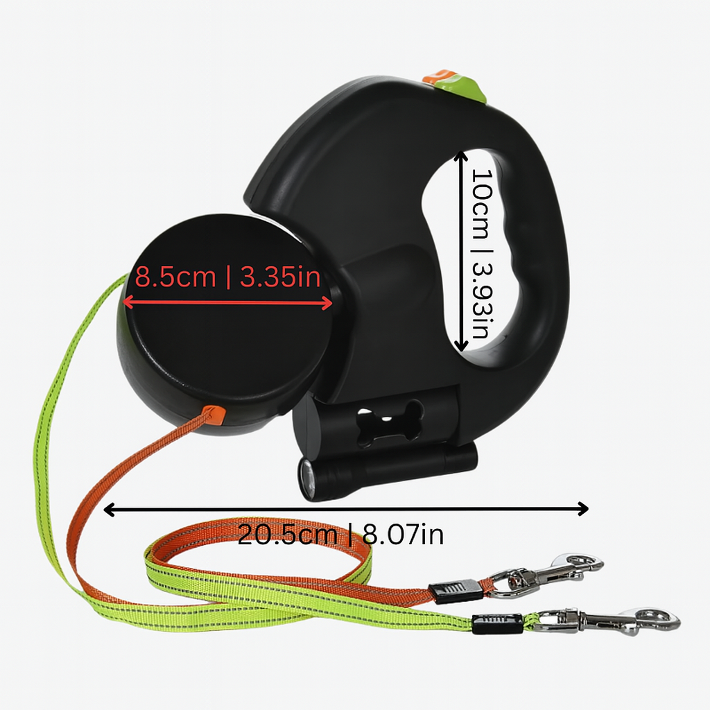 Wearclo | Dual Dog Retractable Leash with 360° Rotation & Reflective Accents for Safe Walks 2
