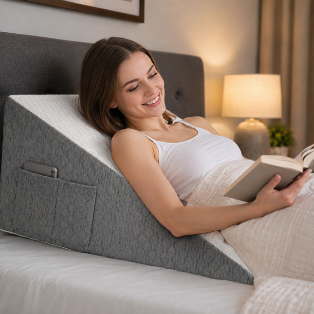 Wedge Pillow for Acid Reflux, Bed Wedge Pillow for Sleeping, Wedge Pillow for Side Sleepers and Leg Elevation