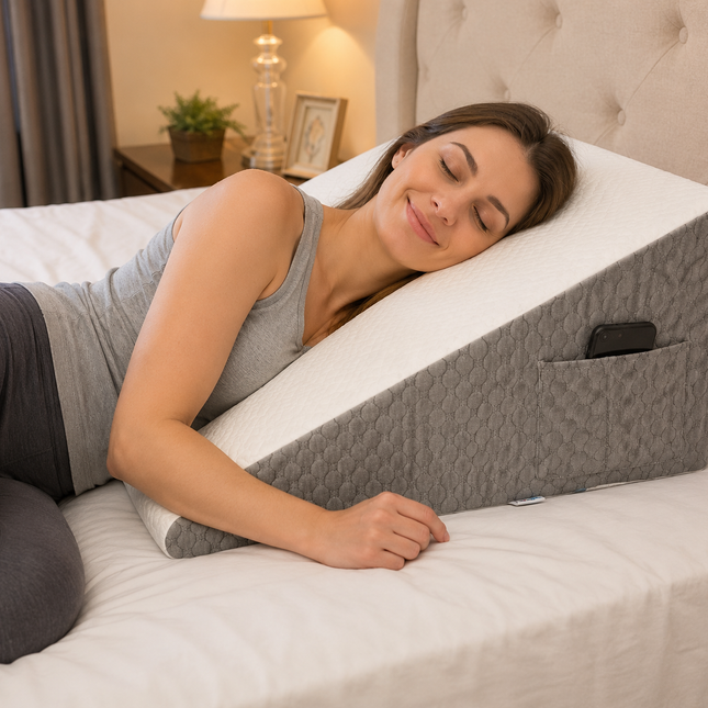 Wedge Pillow for Acid Reflux, Triangle Memory Foam Pillow for Sleeping, Bed Wedge Pillow for Snoring with Washable Cover