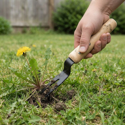 Weeding Tool for Lawn, Wooden Handle Dandelion Puller with Angled Steel Tip – image 5