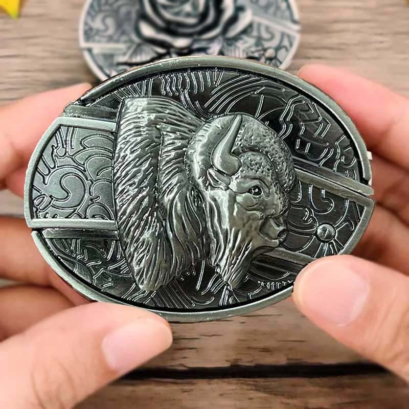 Western Style | Engraved Bull Skull Belt Buckle with Antique Finish | Durable Zinc Alloy for Everyday Wear 16