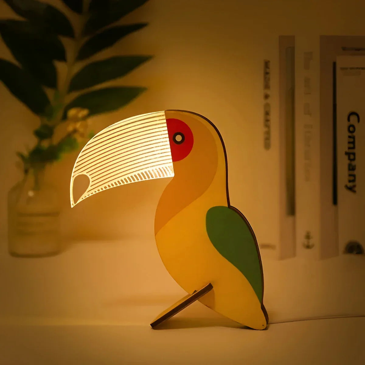 Whimsy Wildlife | Wooden Animal Table Lamp with Soft LED Glow | Enchanting Night Light for Kids 0