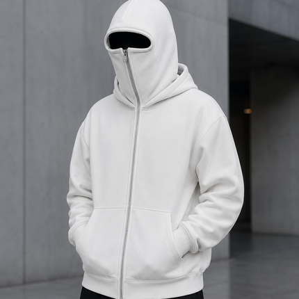 Balaclavas and Ski Masks, Full Zip Winter Balaclava Hoodie with Neck Gaiter, Knit Balaclava Mask for Cycling